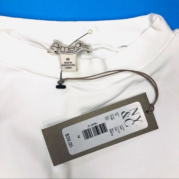 NY&C Eva Mendes Sleeveless Ribbed Fitted Top, White NWT (M) - Picture 4 of 6